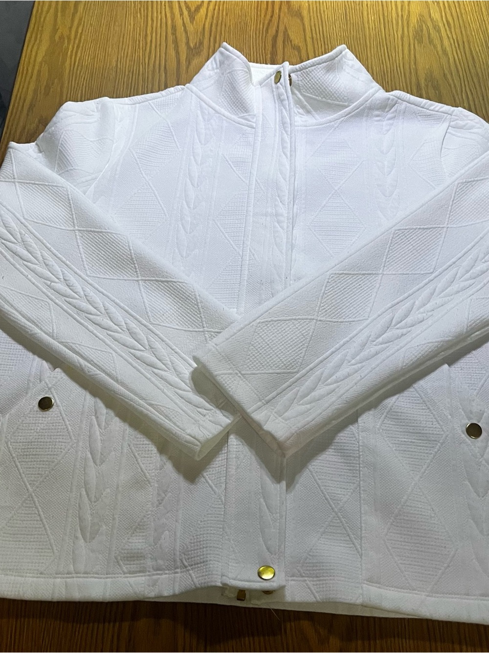 Laurel Grey White Quilted Zip-Up Snap Jacket Size XL